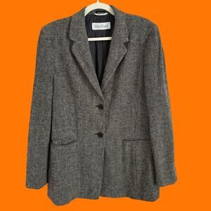 00's vintage tweed herringbone wool blend y2k blazer US 12 Max Mara